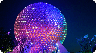 Epcot iluminado durante a noite